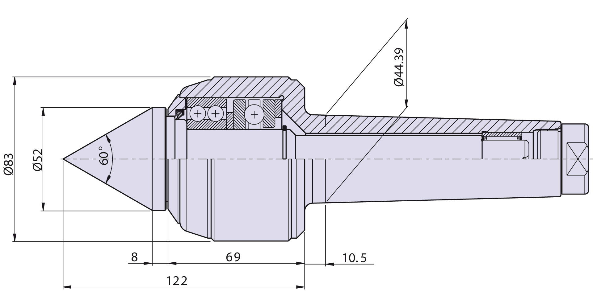 Körnerspitze Typ <strong>CN5/S</strong> (Standard) für Morsekegel 5