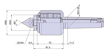 Körnerspitze Typ <strong>CSF4/R</strong> (mit auswechselbaren Einsätzen) für Morsekegel 4