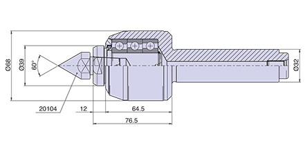 Körnerspitze Typ <strong>CNC4/R</strong> (mit auswechselbaren Einsätzen), zylindrisch Anschluss