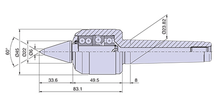 Körnerspitze Typ <strong>CNB3/L</strong> (verlängerte Laufspitze) für Morsekegel 3