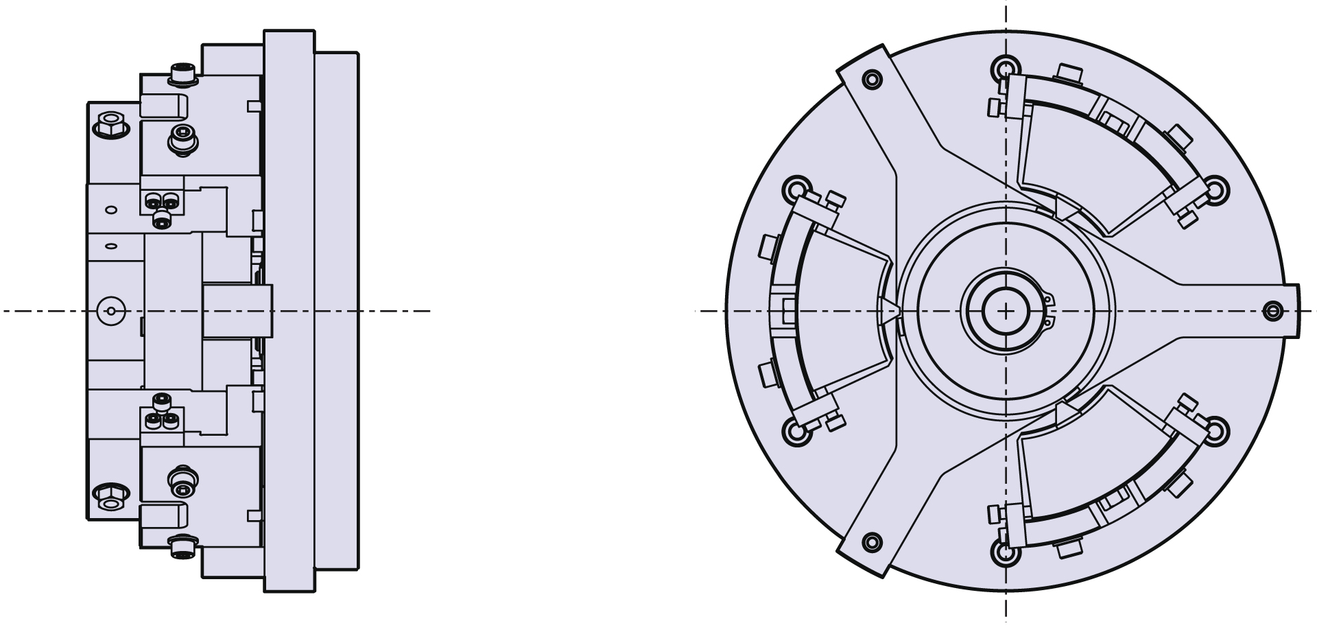 Clamping on pitch dia. angular reg. for quick-setup