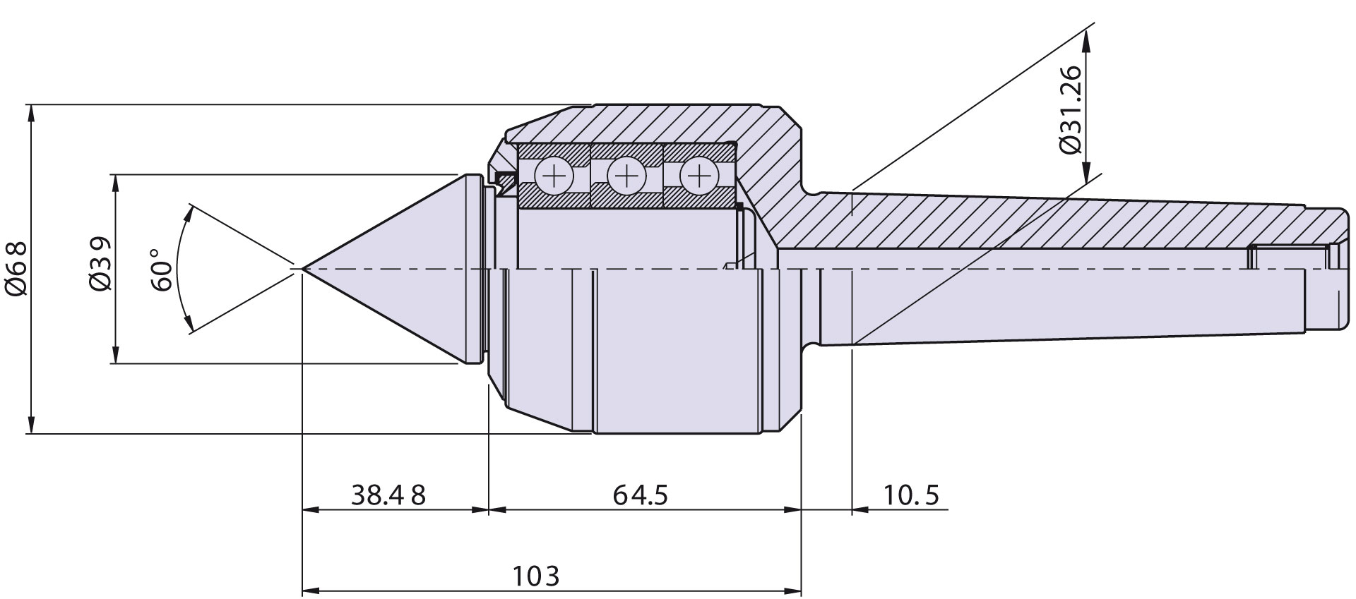 Körnerspitze Typ <strong>CN4/S </strong>(Standard) für Morsekegel 4