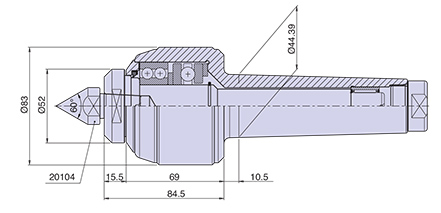 Körnerspitze Typ <strong>CN5/R</strong> (mit auswechselbaren Einsätzen) für Morsekegel 5