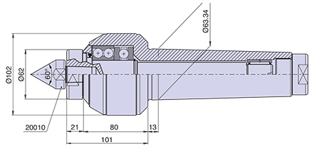 Körnerspitze Typ <strong>CN6/R</strong> (mit auswechselbaren Einsätzen) für Morsekegel 6