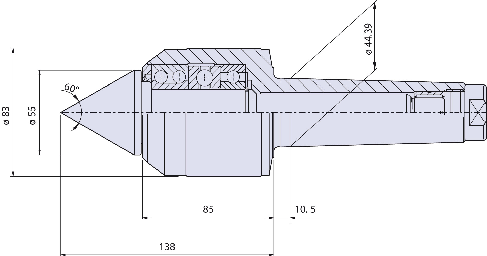 Contropunta tipo <strong>CSF5/S</strong> (standard) per cono morse 5