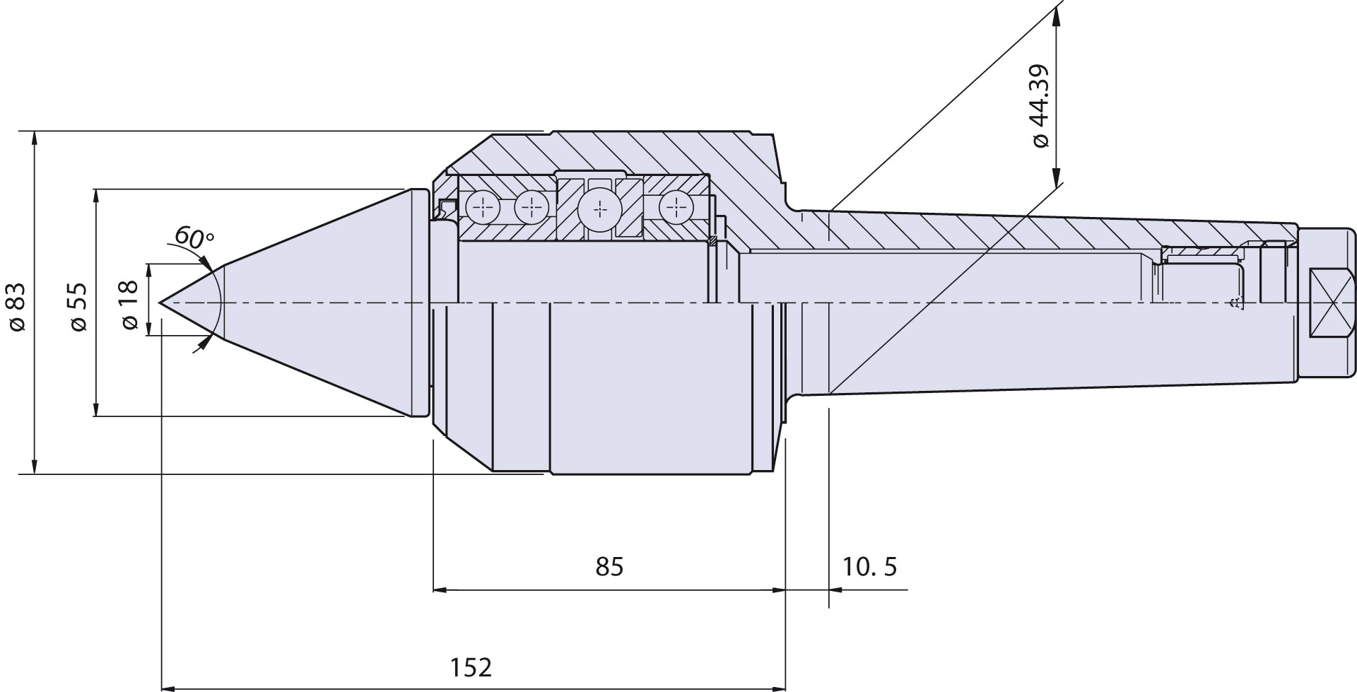 Contropunta tipo <strong>CSF5/L</strong> (punta da copia) per cono morse 5