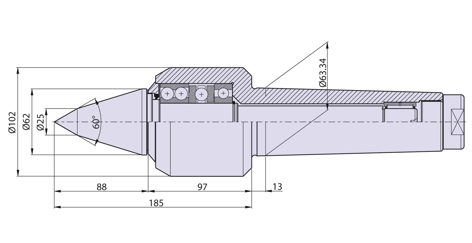 Contropunta tipo <strong>CSF6/L</strong> (punta da copia) per cono morse 6