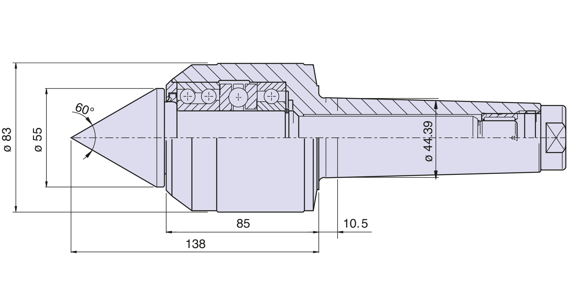 Contropunta tipo <strong>CSK5/S</strong> (standard) per cono morse 5