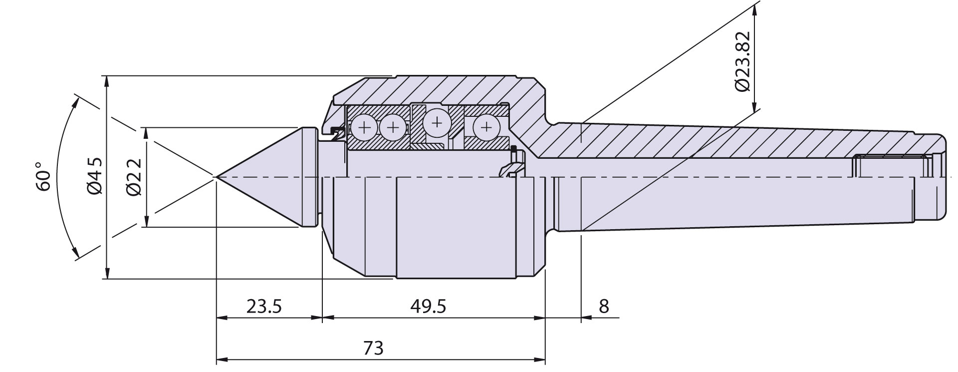 Live center type<strong> CNB3/S</strong> (standard) for taper 3