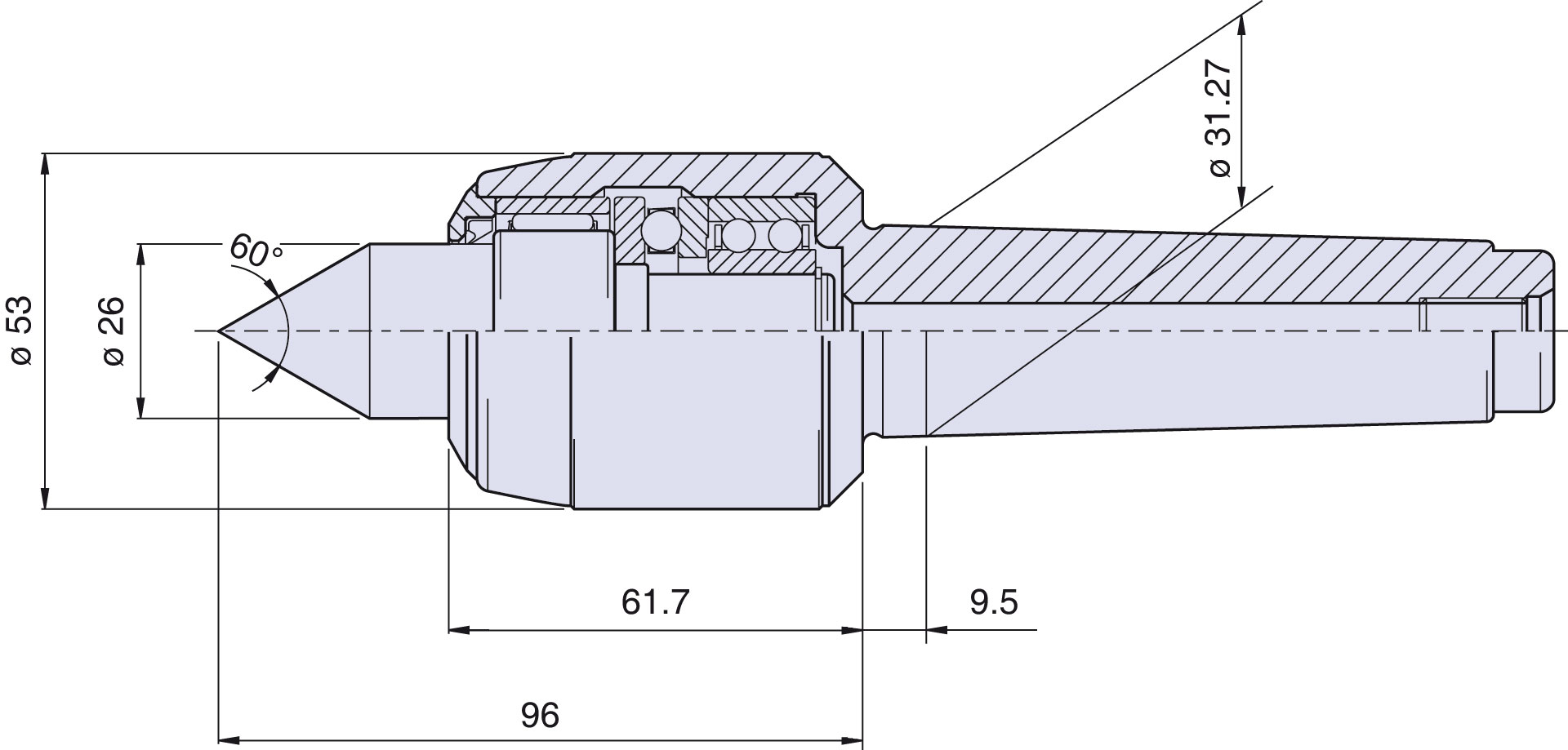 Contropunta tipo <strong>CNB4/S </strong>(standard), per cono morse 4 