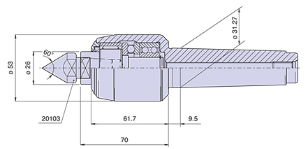 Contropunta tipo <strong>CNC4/R </strong>(con ricambio), per cono morse 4 