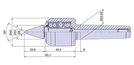 Live center type <strong>CNB3/L</strong> (copying point) for taper 3