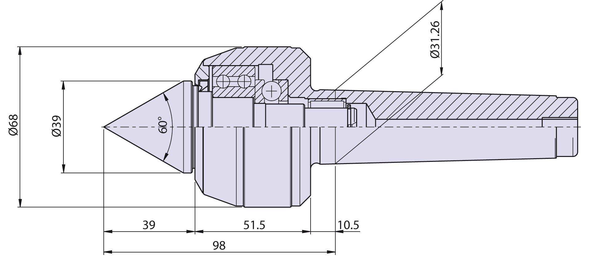 Live center type <strong>CNE4/S</strong> (standard) for taper 4