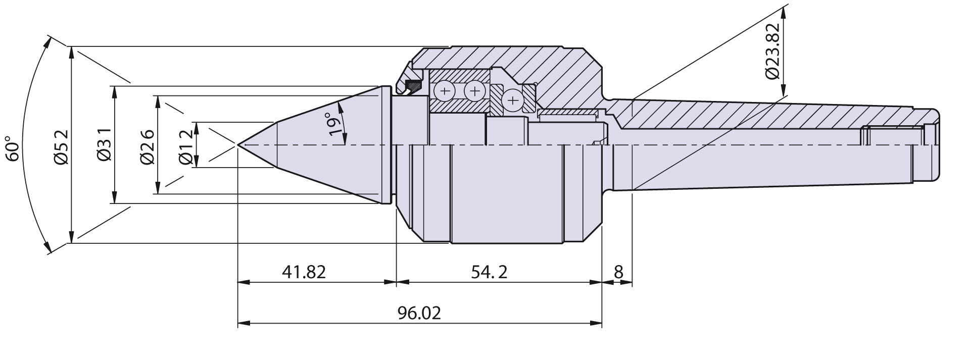 Live center type <strong>CN3/L</strong> (copying point) for taper 3