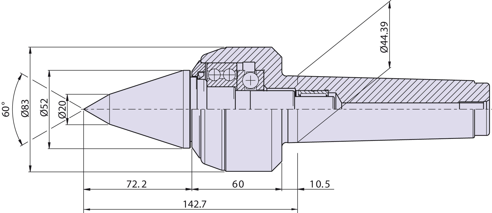 Contropunta tipo <strong>CNE5/L</strong> (punta da copia) per cono morse 5