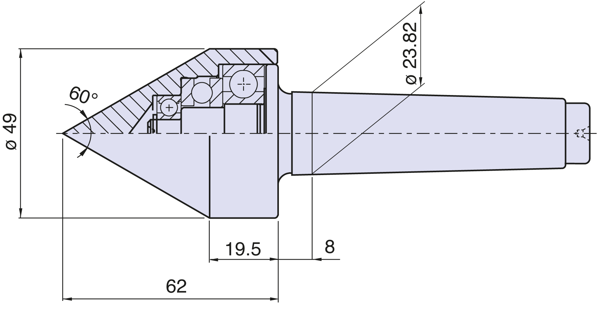   			<p>Körnerspitze Typ <strong>WK3</strong> (Typ Normal) für Morsekegel 3</p>  			