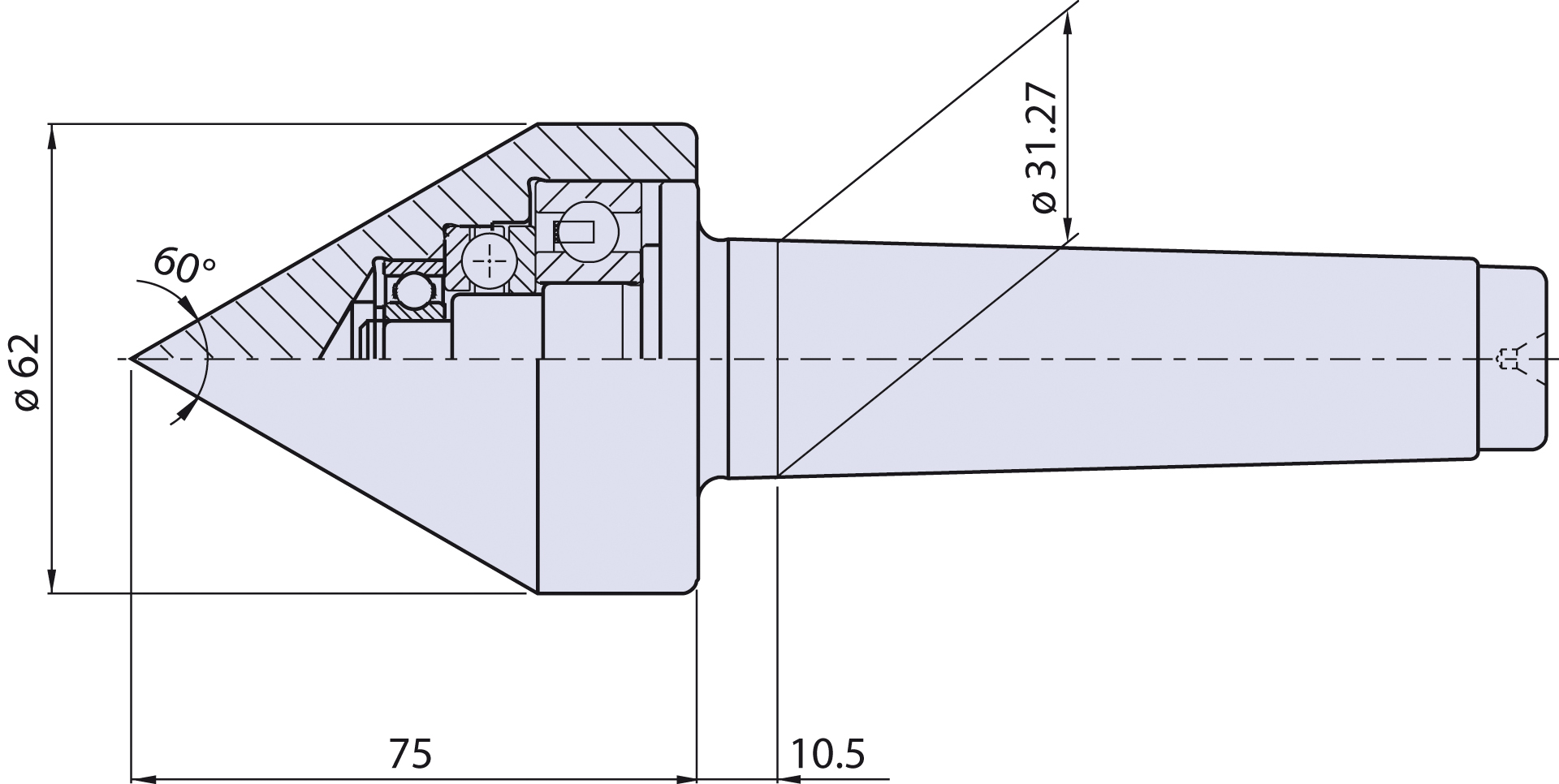   			<p>Körnerspitze Typ <strong>WK4</strong> (Typ Normal) für Morsekegel 4</p>  			