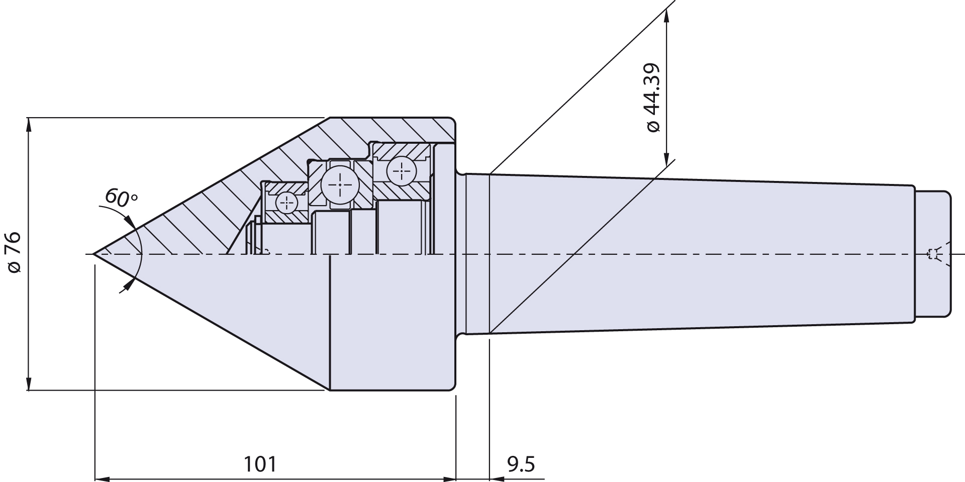   			<p>Körnerspitze Typ <strong>WK5</strong> (Typ Normal) für Morsekegel 5</p>  			