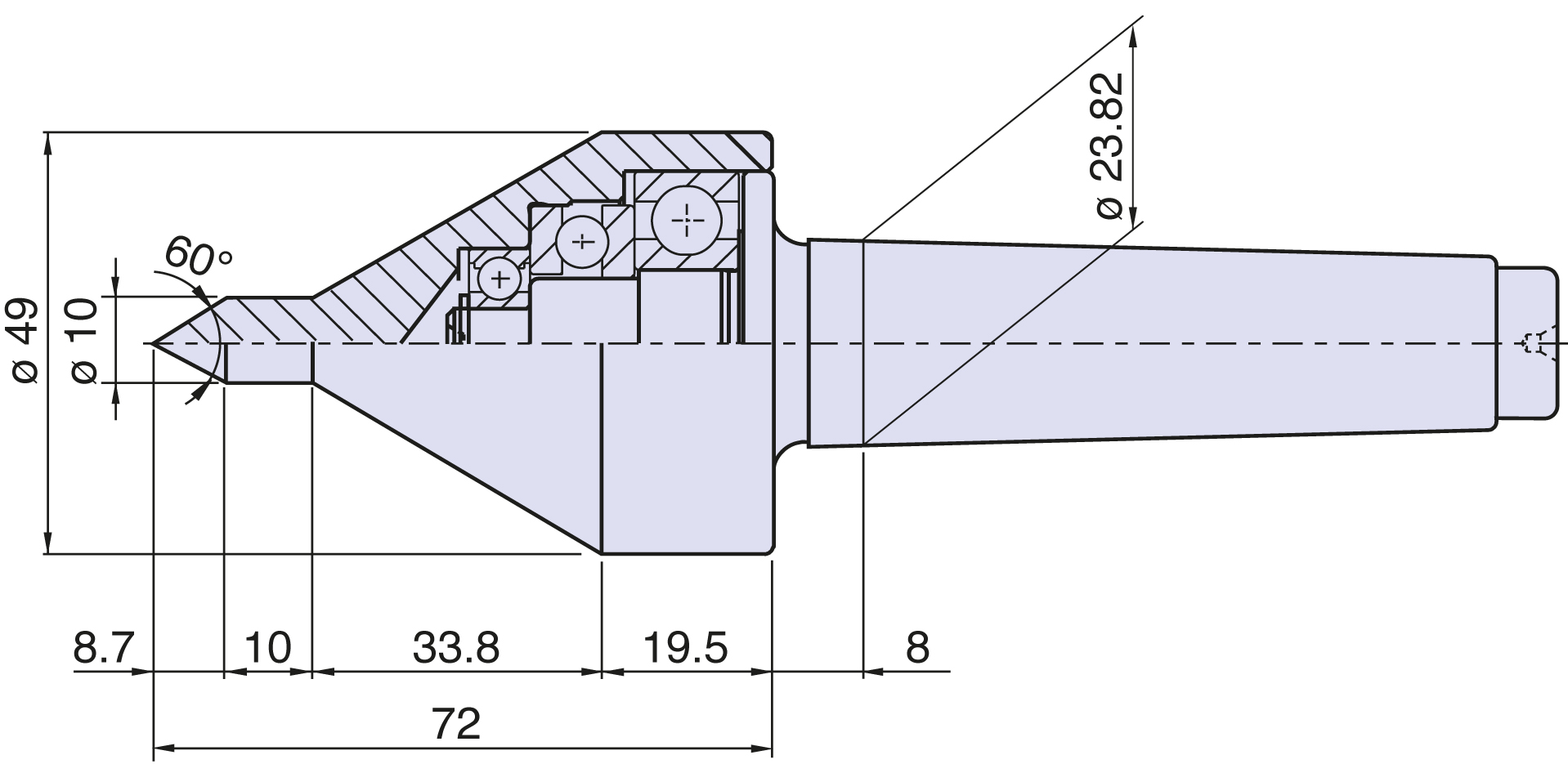   			<p>Körnerspitze Typ <strong>WK13</strong> (Typ mit speziellen End-Teil) für Morsekegel 3</p>  			