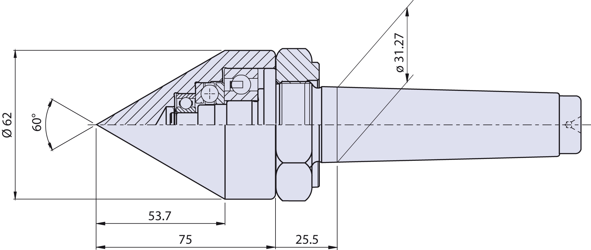   			<p>Live center type <strong>WK4</strong> (standard) with ring nut for taper 4</p>  			