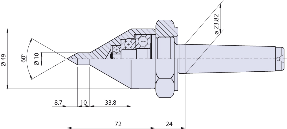   			<p>Live center type <strong>WK13 </strong>with ring nut for taper 3</p>  			