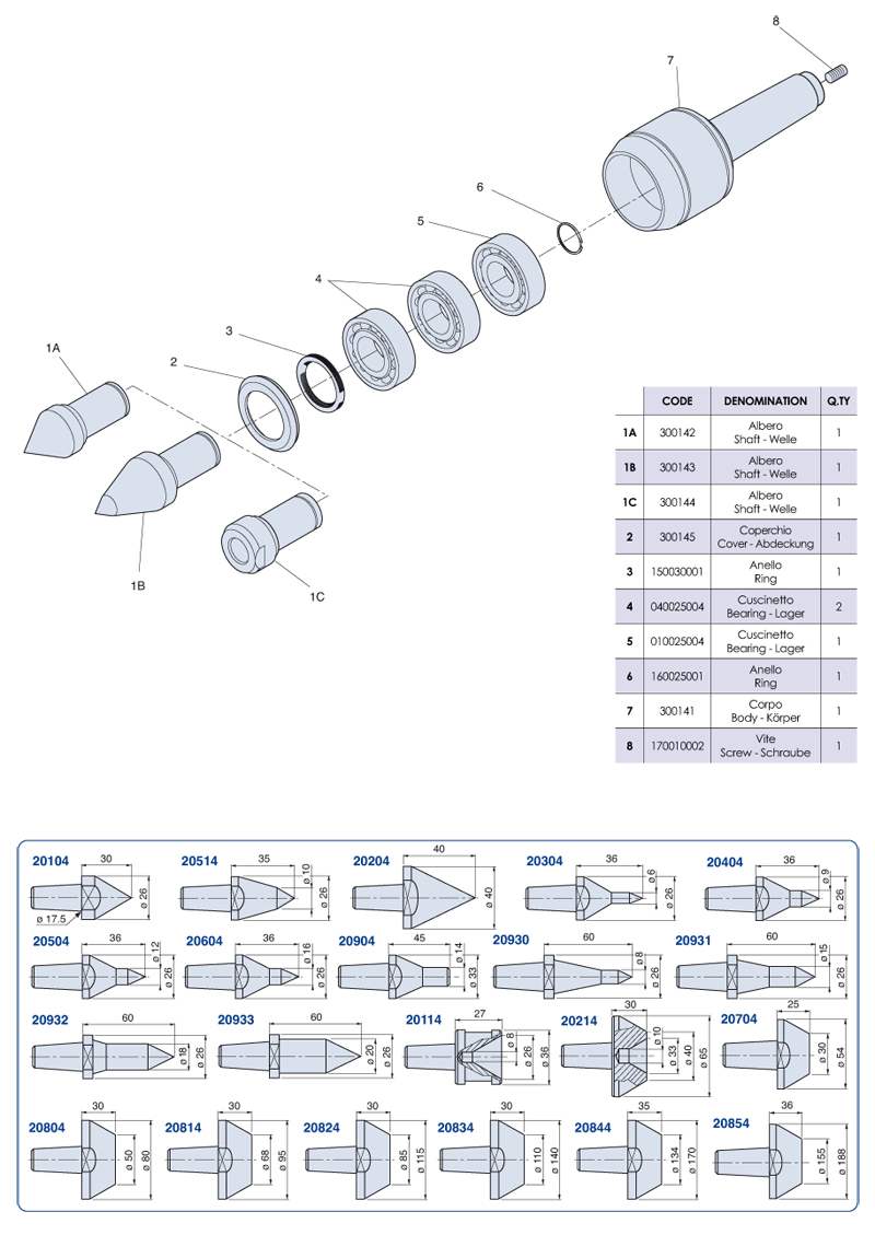 Rotating livecenters Medium loads - CNC4 - NUOVA PTM