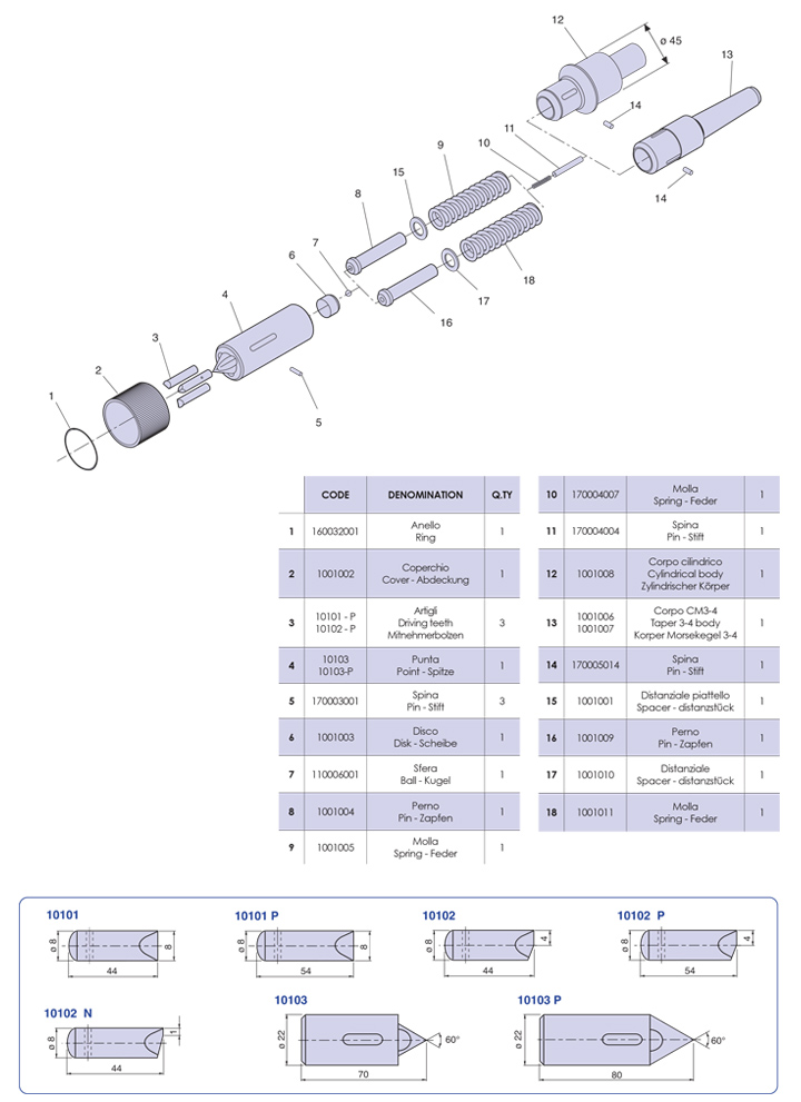 Face drivers type  T/A NUOVA PTM